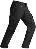 SPOSULEI Taktische Hose Herren Ripstop Cargohose Leichte Outdoor Wanderhose Arbeitshosen wasserdichte Militär Safari Hose Mit 9 Taschen Schwarz 36Wx32L