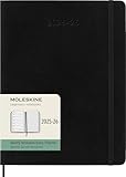 Moleskine Wochen-Notizkalender 2025-2026, 18-Monats-Wochenplaner mit Notizplatz, Weiche Einband und Gummiband, XL 19 x 25 cm, Schwarz