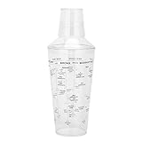 Cocktail-Shaker mit Deckel, 680 ml, Kunststoff, 3-teilig, Boston-Shaker mit Deckel, Sieb, Messbecher, professioneller Cocktail-Shaker für Boba-Tee-Shaker, Bar-Werkzeuge, Barkeeper-Set