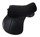 Engel Reitsport | Sattelsitzbezug Sattelauflage echtes Merino Lammfell SABEZ1-M-SCH für englische Reitsattel schwarz Größe M
