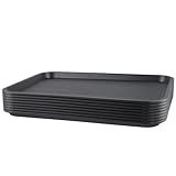 SYUTBOU 8 Stück 41,5 x 30,5 x 2,3cm Schwarz Fast Food Tablett, Serviertablett Kunststoff, Groß Rechteckig Tablett für Restaurant, Couchtisch und Party