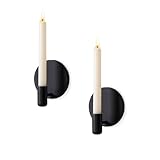 Minimalistischer Metall-Wandkerzenhalter Set, Schwarz Matt, für Stabkerzen, 2 Stück
