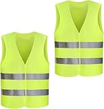 2 Stück Universalgröße Warnwesten Auto, 360° Sicherheitsweste, Reflektierend Weste Waschbar, für Radfahrer, Polizei, Arbeiter, Fahrer