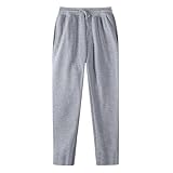 Sporthose Damen Schwarz, High Waist Jogginghose Frauen|Fleece Gefüttert Sweatpants Freizeithose mit Taschen Straight Leg Sport Hose Damen Laufhose Lang Pants Schlupfhose Sporthosen Weiß