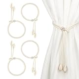 4 Stück Vorhang Raffhalter, Raffhalter für Vorhänge, Handgewebte Baumwolle Gardinenhalter, Vorhang Halter, Beige Gardinen Raffhalter, Vorhanghalter für Schlafzimmer, Büro und Wohnzimmer