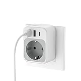 TESSAN Steckdose mit USB C, Steckdosenadapter mit 3 USB, Mehrfachstecker für Steckdose 3600 W, Schuko Stecker Kompatibel für Phone und Haushaltsgeräte, Grau