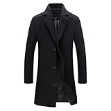 Stilvolle Oberbekleidung Herren Winter Trenchcoat mit klassischem Revers geeignet für jeden Anlass (3XL Schwarz)