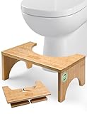 DEANIC Toilettenhocker Erwachsene, 100% Natürlicher Bambus Klohocker, Kackhocker mit Anti-Rutsch-Pads, 18cm Höhe WC Hocker für Badezimmer, Toilet Stool Klappbar Entlastung Verstopfung, Blähungen