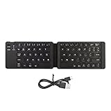 ANCLLO Wireless Mini Keyboard Faltbare Tastatur Bluetooth Ultra Slim Wiederaufladbar Kompatibel mit iOS Android Windows Smartphone Tablet Laptop