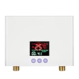 Mulcort Durchlauferhitzer 3KW Elektrischer Mini-Durchlauferhitzer ohne Tank an der Wand mit LED-Display 3-stufige Temperaturregelung Fernbedienung für Küche zu Hause Badezimmer