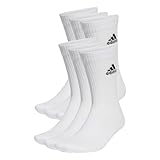 adidas Unisex Cushioned Sportswear Crew Socks 6 Pairs, White / Black, 40-42