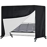 KEKAFU Hollywoodschaukel Schutzhülle, Hollywoodschaukel Abdeckung, Plane Wasserdicht mit Doppeltem Reißverschluss, 420D Oxford Gewebe Abdeckplane Schwarz (250 * 150 * 170cm)