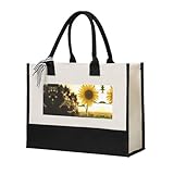 SGZLZBWK Canvas-Tasche mit Sonnenblumen-Motiv für Damen, wiederverwendbare Einkaufstasche, Campingtasche, Wochenend-Tragetasche, beige, Einheitsgröße