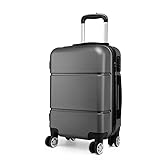 KONO Reisekoffer Handgepäck Koffer mit Rollen Hartschale Trolley 55x38x22cm 33 Liter Leichtgewicht ABS Grau