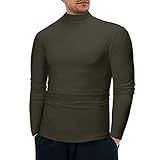 Herren Langarm Thermo-Unterhemd Rollkragen Pullover Thermounterwäsche Oberteil Slim Fit Übergrößen Funktionsunterwäsche Winter Ski Fitness Herren-Rollkragen-Shirt, Schicht, schmal, Rollkragen