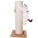 CanadianCat Company | Kratzstamm für Katzen - Carla - mit Spielzeug | interaktives Katzenspielzeug selbstbeschäftigung | mit 82cm-hoher Kratzsäule Ø20cm | ca. 40 x 40 x 86 cm