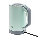 Mini Wasserkocher Edelstahl 800ML Reisewasserkocher Klein 600 Watt Tragbarer Electric Kettle 5 Minuten Schnelles Kochen Camping Teekocher Haushaltsgeräte für Büro Kaffee- und Teegetränke (Grün)