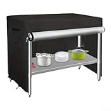 Outdoor Prep Table Cover with Convenient Split Opening, Breathable Air Vents, and Adjustable Windproof Drawstrings for Grill Cart and For Patio Table Protection