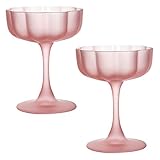 YMXWAN 190 ml Klassische Martini-Gläser,Vintage-Schrubben Rosa Cocktail-Galssware,6er Set Sektschalen aus mundgeblasenem für Champagner,Martini,Daiquiri