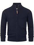 Indicode Herren INLut Strickjacke mit Stehkragen und Reißverschluss | Cardigan Feinstrickjacke für Männer Navy, L