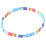 Healeved Chic Armband Damen Elastisch Buntes Perlenarmband mit Charms Modischer Schmuck für Alltag Geschenk