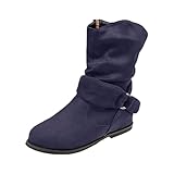 Generisch Cowboystiefel Damen Westernstiefel Cowboy Boots Stiefeletten Mit Absatz Wildleder Spitz Schlupfschuhe Winterstiefel Reißverschluss‌ Biker Halbhoch Vintage Damenstiefel Oktoberfest (Lila,38)