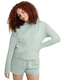Hanes Originals Damen-Sweatshirt aus gefärbtem Fleece, Größe XXL, Antik-Jade, Antike Jade, XXL