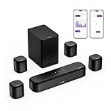 ULTIMEA 7.1 Soundbar für TV Geräte, Dolby Atmos Surround Sound System mit 4 Surround Lautsprechern, TV Soundbar mit Subwoofer für Heimkino Soundsystem, App, HDMI eARC, Bluetooth 5.3, Aura A60