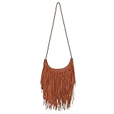 HSTWODE Taschen für Frauen Umhängetasche,Damen-Umhängetasche mit FransenUmhängetasche Damen Quaste Hobo,Schulter Handtaschen (Braun)