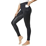 ZNJAMN Reithosen Vollbesatz-Reithose aus Silikon for Damen, Reitsportbekleidung, Dehnbare, hoch taillierte, Enge Reithose, Tropfgummihose FüR Reitsport(Black,XL)