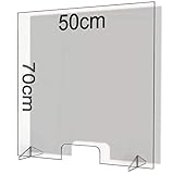 Spuckschutz aus Plexiglas mit 4mm, 50x70cm Virenschutz Hustenschutz Niesschutz, Thekenaufsatz Tischaufsatz Tresenaufsatz, (50x70)