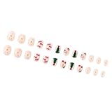 Nagel-Set mit Weihnachtsmotiven, 24-teilig, mit Schneemann- und Schneeflocken-Designs, zum Aufkleben, für Damen-Maniküre, einfach aufzutragen