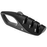 KARL HAUSMANN Manuelle Messerschärfer Profi - 4 in 1 - Schwarz-Grau Messerschleifer - Messer Schärfen Wellenschliff - Scherenschleifer - Küchenmesser Schärfer - Knife Sharpener - Messer Schleifer
