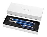 Pelikan Geschenkset Jazz Noble mit Füller und Kugelschreiber, Saphire (Blau), eleganter Patronenfüller (Feder M) und Kugelschreiber aus Metall, im Geschenketui, 821902