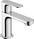 hansgrohe Waschtischarmatur Rebris S, Wasserhahn Bad mit Auslauf Höhe 80 mm, Badarmatur wassersparend, energiesparend, Chrom