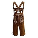 Bayerischen Lederhose Herren Tracht Oktoberfest Trachten-Lederhose Kostüm Bayernhose Kostüm Erwachsene Bayerischen Traditionelle Raulederhose Bayrischen Herren Komplettset (Khaki, L)