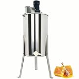 Garbenat Elektrische Honigschleuder 140W Edelstahl Honigextractor 4 Rahmen Honig Extractor mit Acryl Deckel Elektro Tangentialschleuder für Honigindustrie, Geschäften