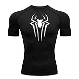 Herren Spider Print Kompressionsshirt, schnell trocknendes T-Shirt, Gym Lauftrikot, atmungsaktiv Kurzarm, Frühling, Sommer Bodybuilding-T-Shirts für Herren, Top, modisch, Workout, Muskeln, kurzärmelig