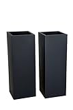 VIVANNO Pflanzkübel Blumenkübel Zink Metall Anthrazit 2er Set Block 65