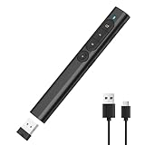 elzle Präsentations-Fernbedienung, Kabelloser Presenter Clicker, Wiederaufladbarer PowerPoint Clicker mit Hyperlink & Lautstärkeregler, Kompatibel mit Mac, PC, Laptops