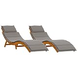 vidaXL klappbare Sonnenliege mit Kissen | Wetterfest und verstellbar aus massivem Akazienholz, ideal für Balkone, Schwimmbäder, Set aus 2 Liegen für Patio-Möbel
