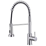 Wasserhahn Küche 2 Modi, Küchenarmatur mit Brause Ausziehbar Edelstahl 304 Spiralfederarmatur Mischbatterie Küche, 360° Drehbar Hochdruck Armatur Küche, Gebürstet