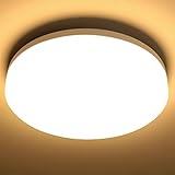 Lepro LED Deckenlampe 15W, LED Deckenleuchte IP54 Wasserfest, 3000K 1500LM Badezimmer Lampe, Rund Badlampe Decke, ideal für Bad Schlafzimmer Flur Küche Wohnzimmer Balkon, Warmweiß, Ø22cm