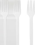 RASMACOR | 100 Stück Plastik Gabeln, 16cm Kuchengabeln Plastik, Wiederverwendbar Plastikgabel, weiß Plastikgabeln, Plastik Gabel Geeignet für Partys Dessertläden Hochzeiten Camping Geburtstagsfeiern