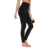 SIMIYA Thermo Leggings Damen GefüTtert - High Waist Thermohose Damen Bequeme Winter Thermoleggins Weich und Atmungsaktiv Lange Unterhose für Damen(Schwarz,L-XL)