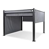 Blumfeldt Pavillon 3x3m, Rostfreier Metall-Pavillon mit Einziehbarem Dach & Seitenwänden, Pavillon Wasserdicht, Stabil & Winterfest, Langlebige Pergola Freistehend, Gartenpavillon mit UV-Schutz