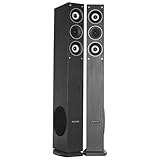 Fenton SHFT52B HiFi Lautsprecher Set, 3-Wege passives Standlautsprecher Paar - 500 Watt - Hi-Fi Lautsprecher Boxen - Schwarz