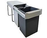 Wesco 12871 Double-Boy Einbaueimer 2 x 15 Liter Anthrazit-grau