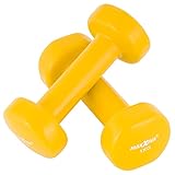 MAXXIVA Hantelset Kurzhanteln Vinyl Stahlkern Fausthanteln Gymnastikhanteln Sport Krafttraining Fitness Gewicht Farbe wählbar (Gelb (2 x 1 kg))