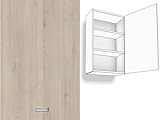 Premium-Ambiente BCB611 Hängeschrank 1-türig 2 Fachböden 72cm hoch Softclosing eingelassener Griff Montageschiene inkl. EURODEKOR® (Breite 60cm - Anschlag rechts, 51 Aland Pinie Weiss)